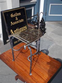 American Pierced Brass and Wrought Iron Ratcheting Trivet, Circa 1750