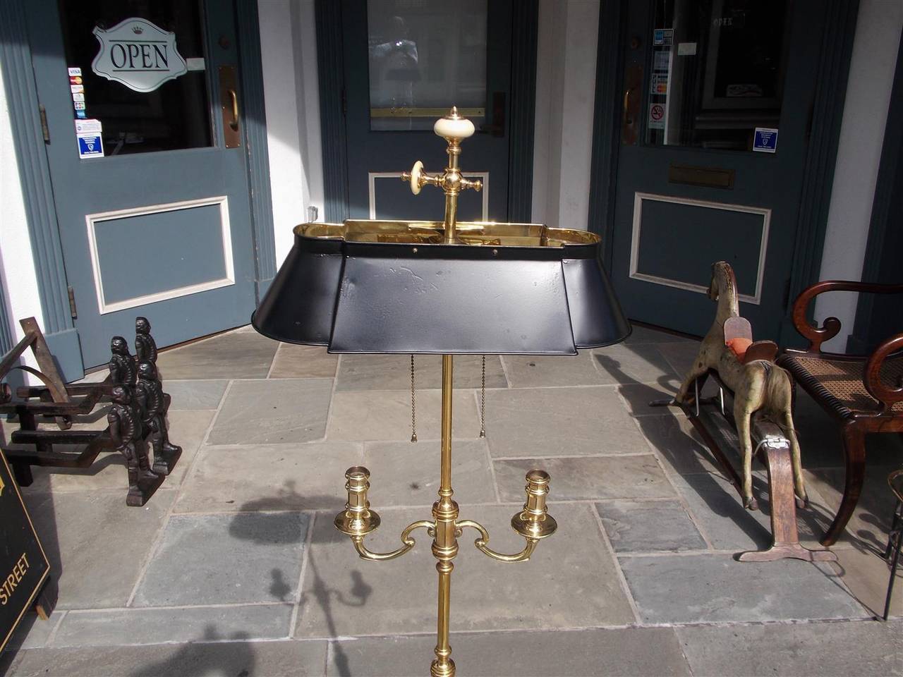 Second Empire American Brass and Tin Boule Floor Lamp, Circa 1880 For Sale