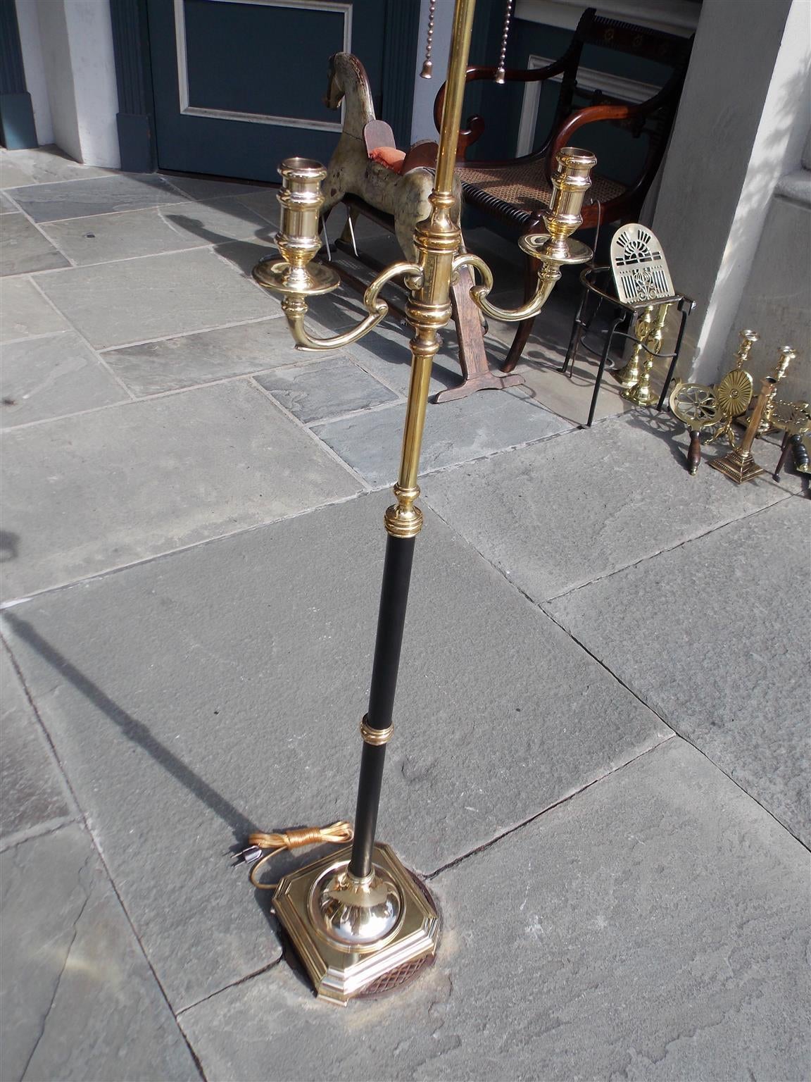 Late 19th Century American Brass and Tin Boule Floor Lamp, Circa 1880 For Sale