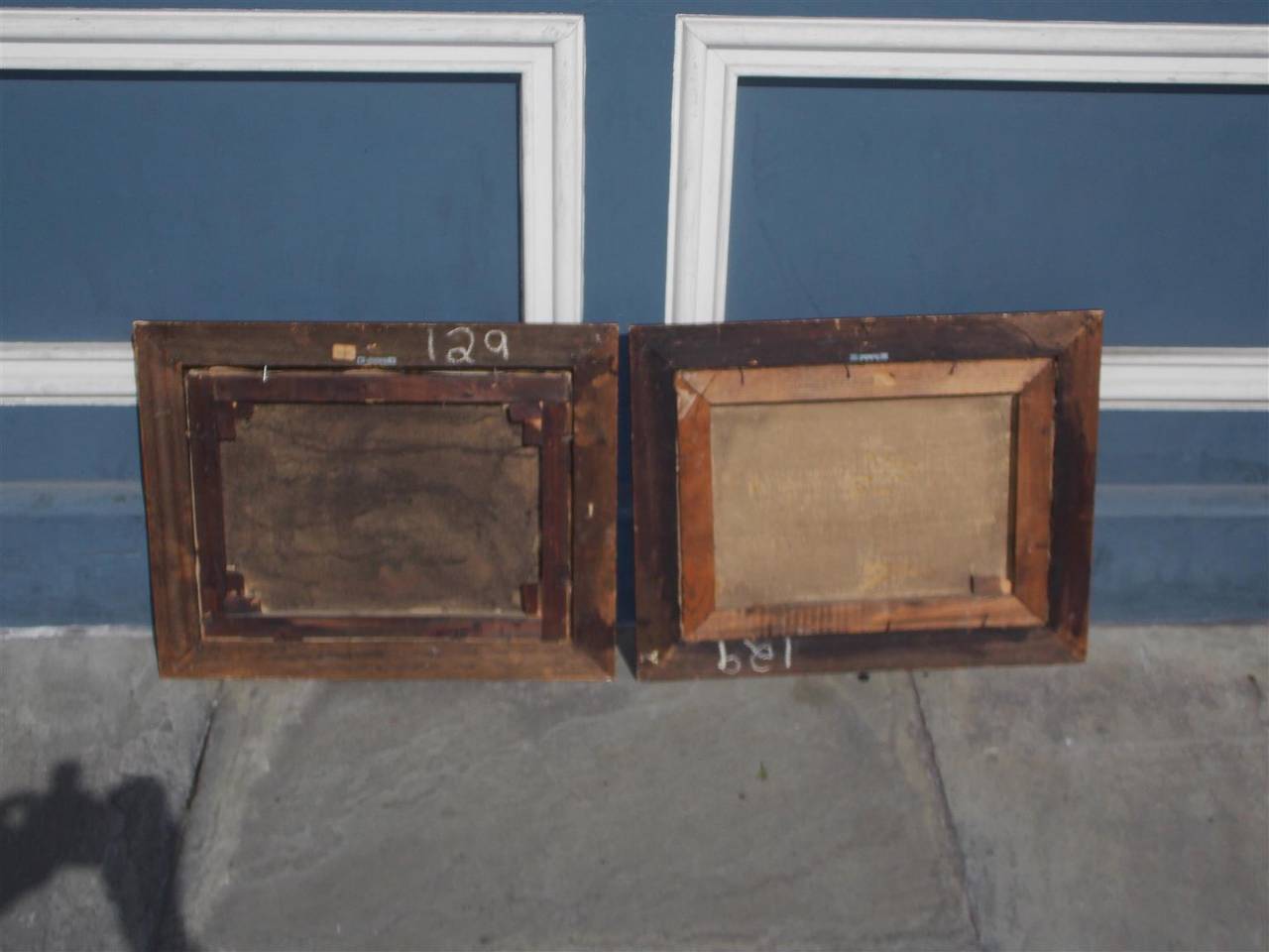 Gilt Pair of American Oil on Canvas Stills. Signed  T. Maria.  Circa 1830 For Sale