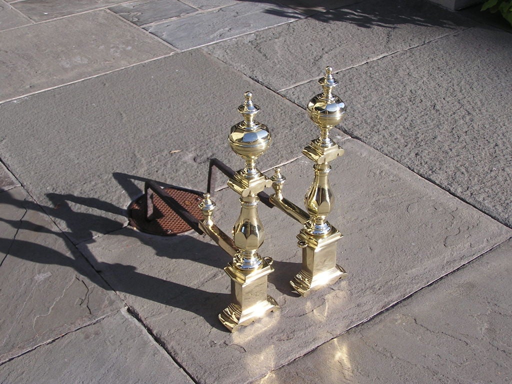 Pair of Charleston Brass Andirons In Excellent Condition For Sale In Hollywood, SC