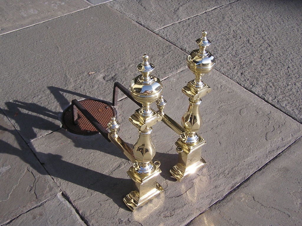 Pair of Charleston Brass Andirons For Sale 2