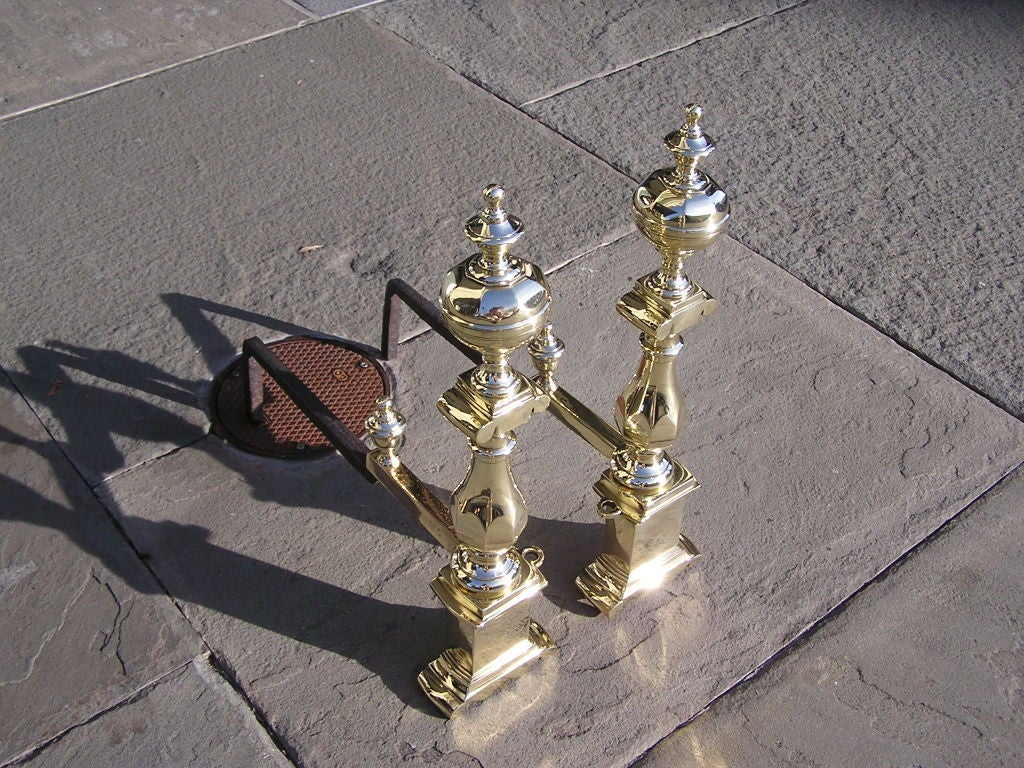 Pair of Charleston Brass Andirons For Sale 1