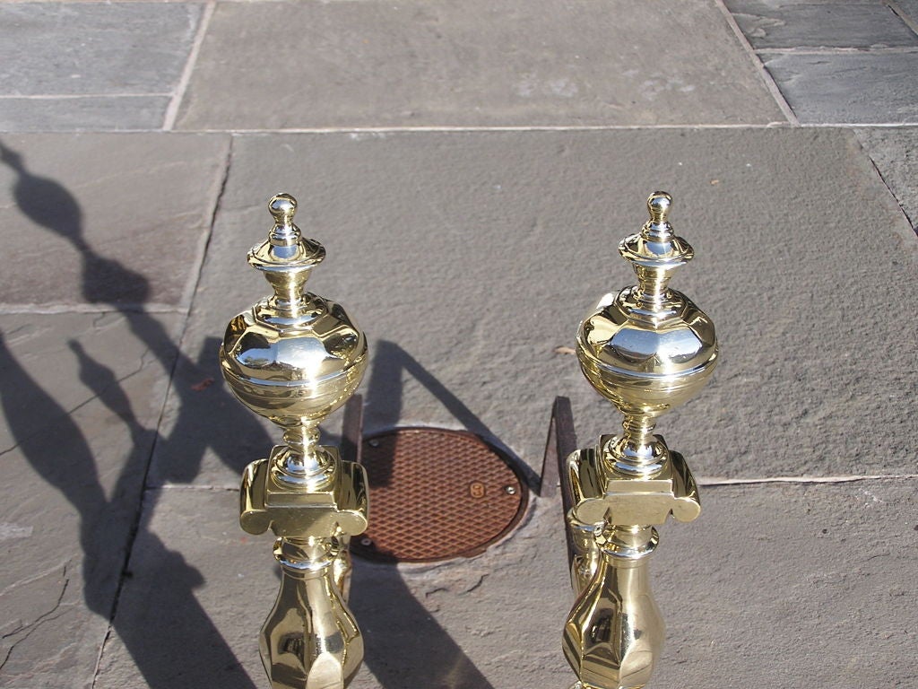 Pair of Charleston Brass Andirons For Sale 2