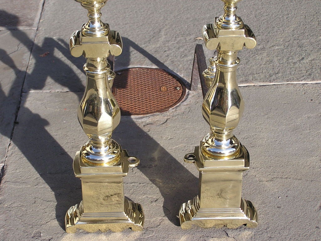 Pair of Charleston Brass Andirons For Sale 3