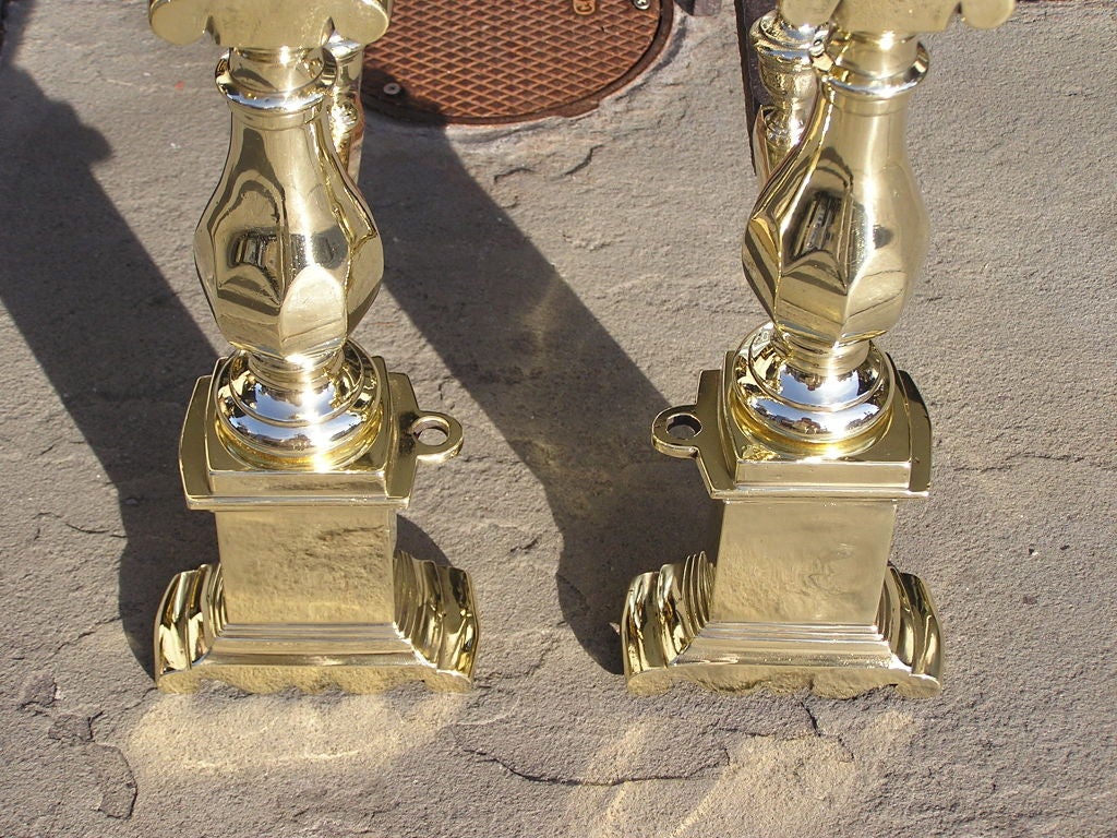 Pair of Charleston Brass Andirons For Sale 4