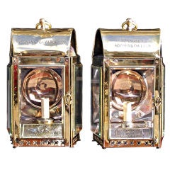 Pair of English Brass Ship Lanterns