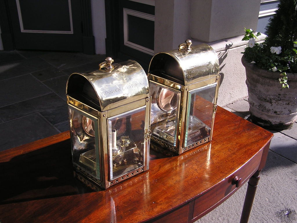 Pair of English Brass Ship Lanterns 1