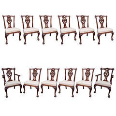 Set of Twelve English Mahogany Dining Room Chairs.  Circa 1840