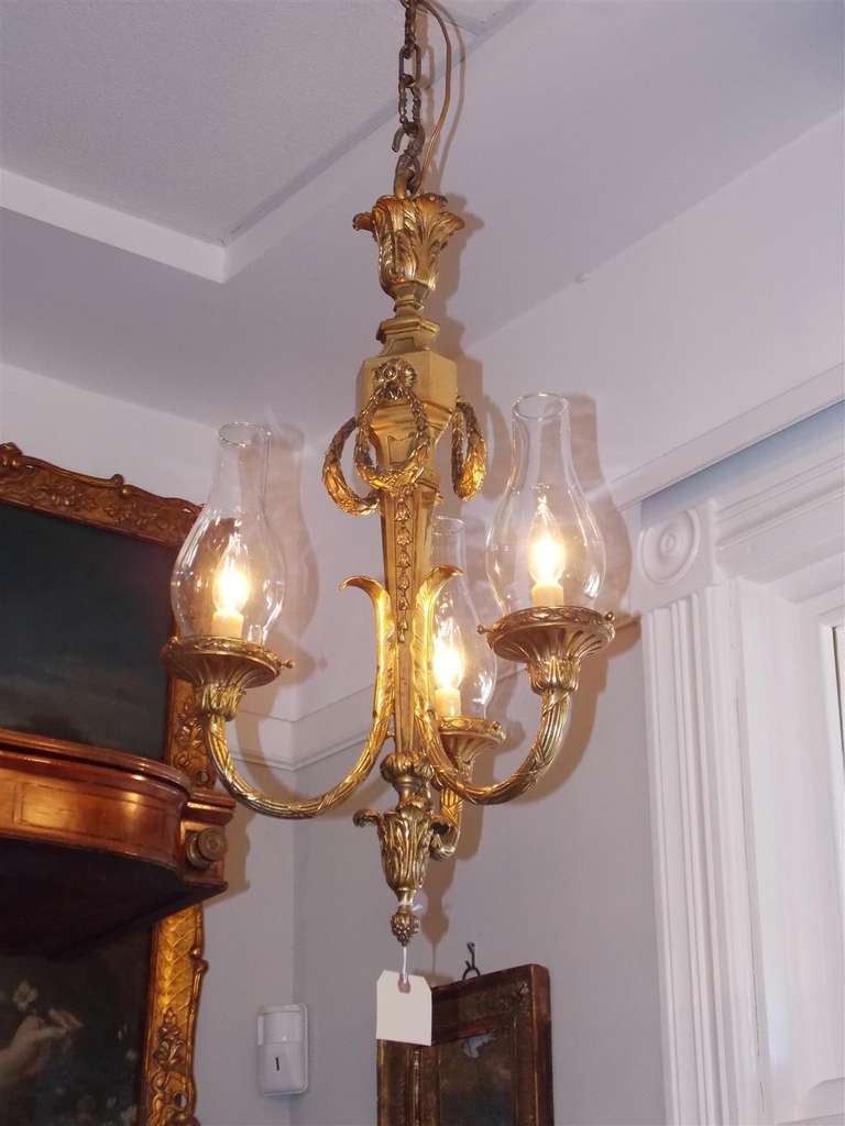 French Gilt Bronze Chandelier. Circa 1840 In Excellent Condition For Sale In Hollywood, SC