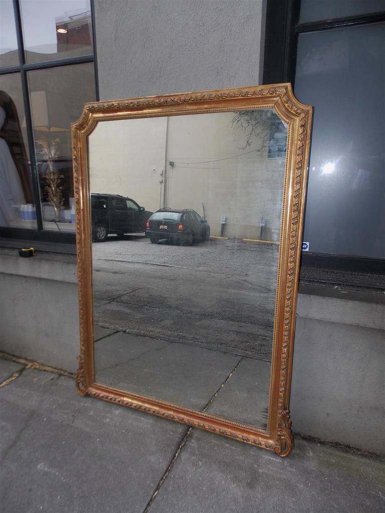 Louis Philippe French Gilt Carved Wood and Gesso Floral Wall Mirror, Circa 1810 For Sale