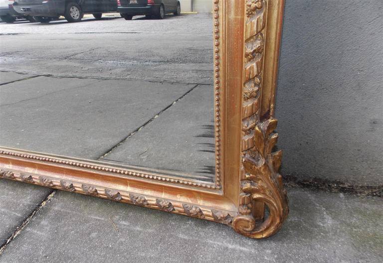 French Gilt Carved Wood and Gesso Floral Wall Mirror, Circa 1810 For Sale 2