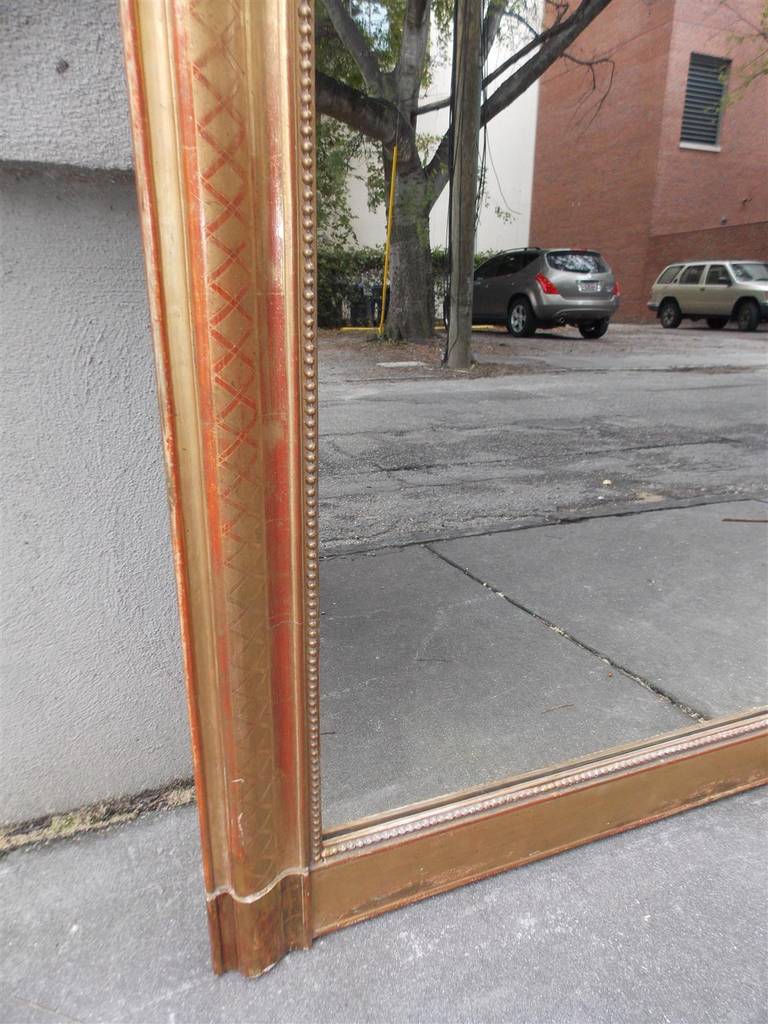 French Gilt Wall Mirror With Etched Braided Cross Hatching, Circa 1820 In Excellent Condition In Hollywood, SC
