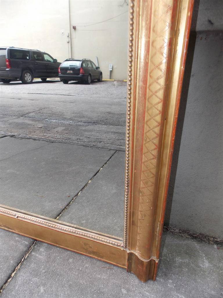 French Gilt Wall Mirror With Etched Braided Cross Hatching, Circa 1820 1