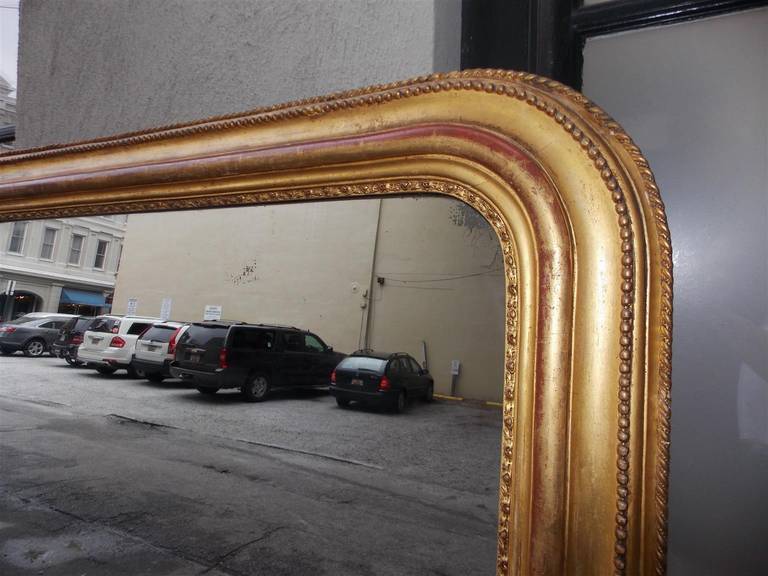 19th Century French Gilt Carved Wood and Gesso Wall Mirror, Circa 1820 For Sale