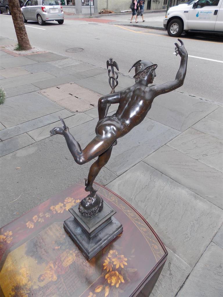 French Bronze Mercury on Slate Plinth, Signed F. Barbedienne Fondeur, Circa 1840 3