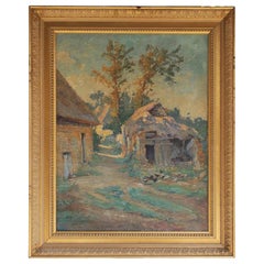 Antique French Landscape Oil on Canvas. Signed by Artist. A. Mazar. Circa 1840
