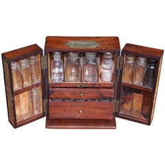 Antique English Mahogany Military Campaign Medical Box, Circa 1820