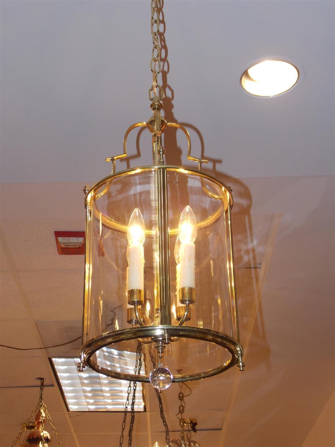 American Empire American Brass and Circular Hanging Lantern, Circa 1850