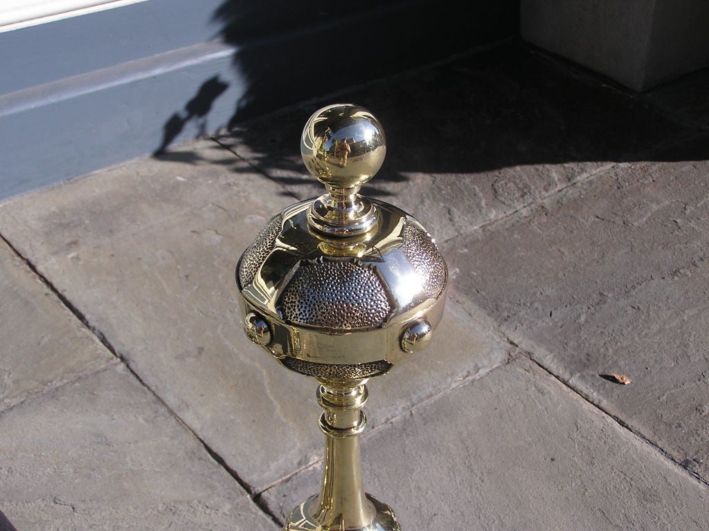 Pair of Italian Brass Ball Top Andirons For Sale 3