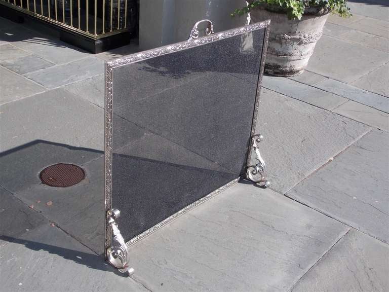French Polished Steel Free Standing Fire Screen. Circa 1850 In Excellent Condition In Hollywood, SC