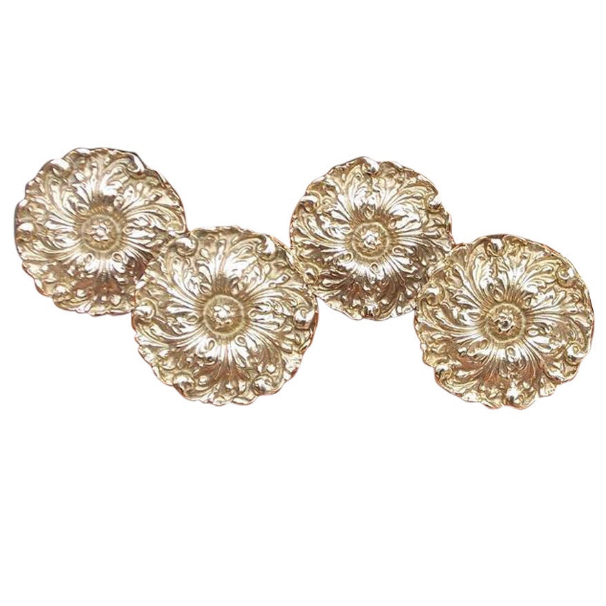 Set of Four American Cast Brass Floral Tie Backs, Harvin, Baltimore, Circa 1890 For Sale