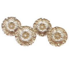 Antique Set of Four American Cast Brass Floral Tie Backs, Harvin, Baltimore, Circa 1890