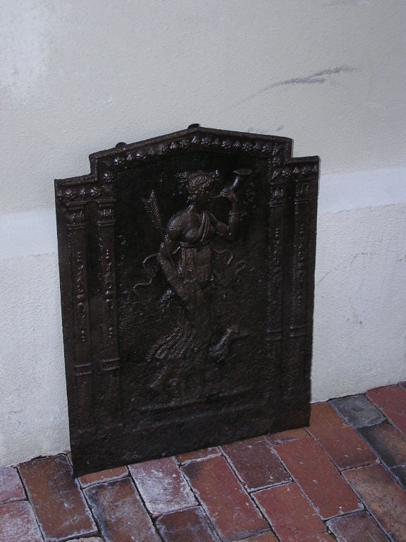 George III Plaque de cheminée en fonte anglaise à motif figuratif et canin.  Circa 1780 en vente