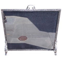 French Polished Steel Free Standing Fire Screen. Circa 1850