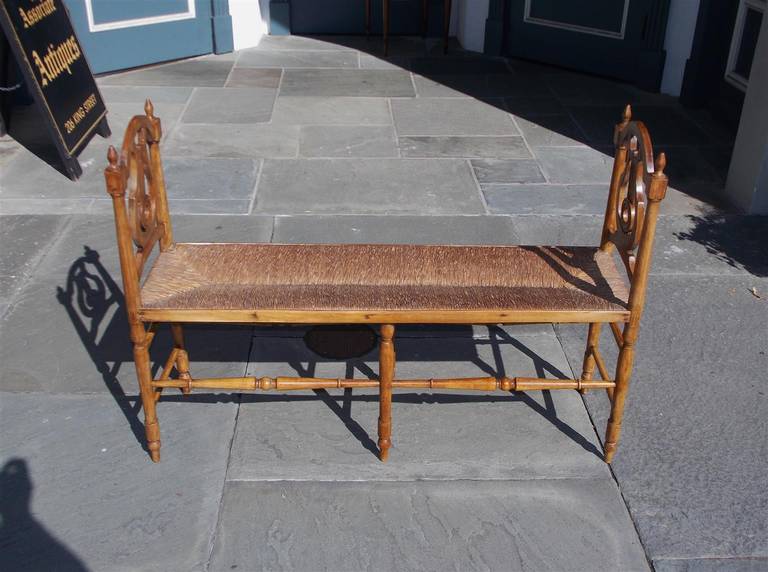 French Cherry Lyre Back Window Bench.  Circa 1830 In Excellent Condition For Sale In Hollywood, SC