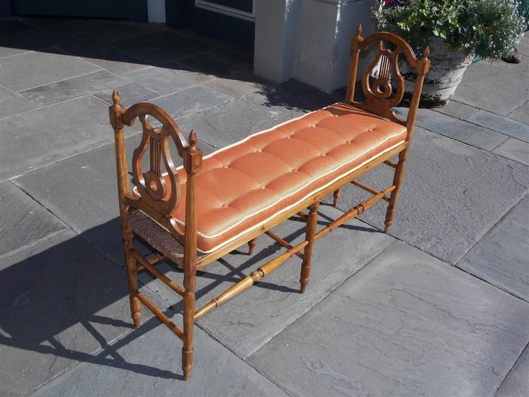 French Cherry Lyre Back Window Bench.  Circa 1830 For Sale 1