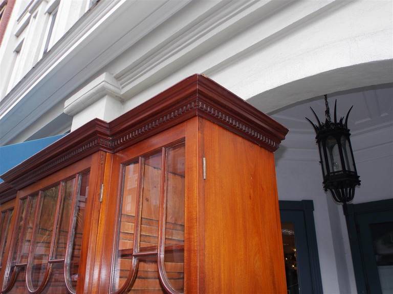 English Regency Mahogany Fall Front Secretary With Bookcase.  Circa 1790 In Excellent Condition In Hollywood, SC