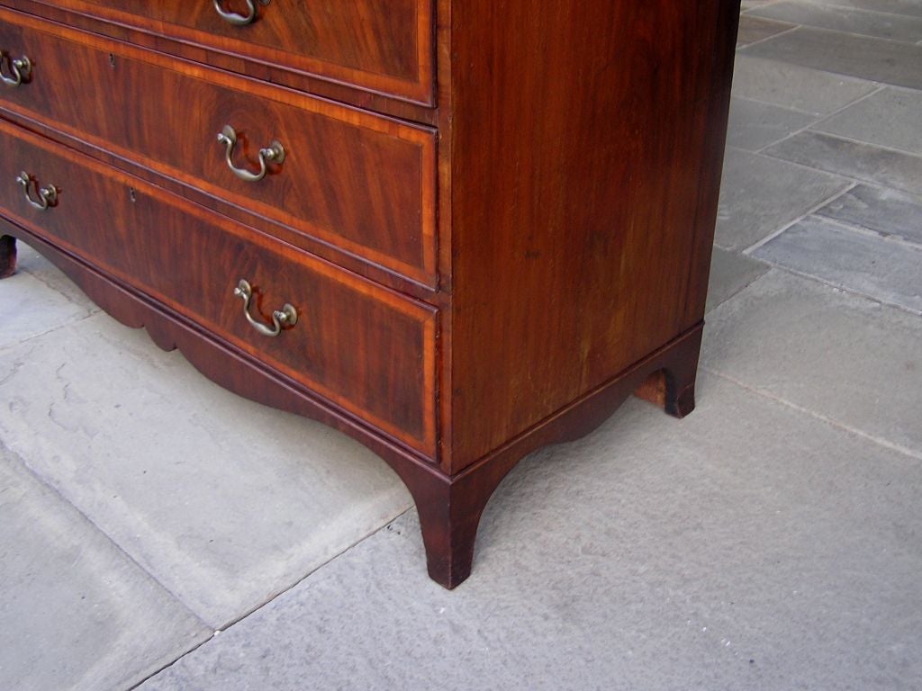 English Hepplewhite Mahogany and Satinwood Inlaid Linen Press, Circa 1780 4