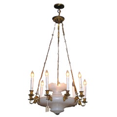 Antique French Opaline and Gilt Bronze Chandelier