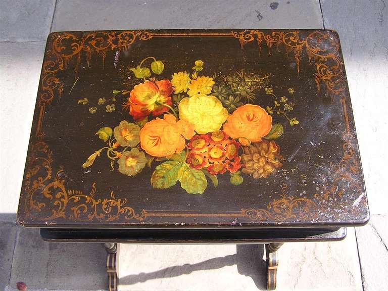 19th Century French Painted and Gilt Stenciled Dressing Table. Circa 1810-15 For Sale