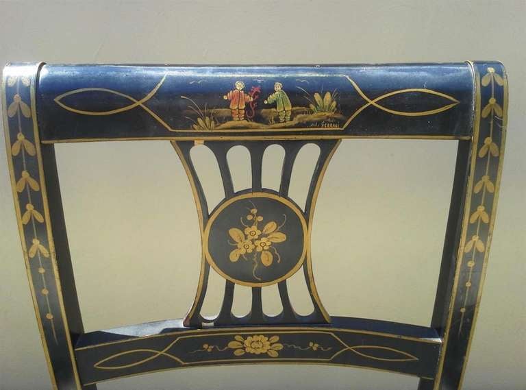 Set of Six English Chinoiserie Side Chairs. Circa 1820-30 For Sale 4