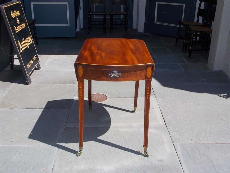 Hepplewhite American Mahogany Satinwood Inlaid Pembroke Table. Rhode Island.  Circa 1790 For Sale