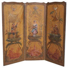 French Three Panel Screen . Circa 1820