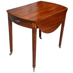 American Mahogany Satinwood Inlaid Pembroke Table. Rhode Island.  Circa 1790