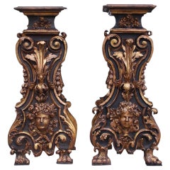 Pair of Italian Painted and Gilt Pedestals. Circa 1770
