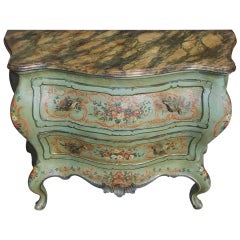Venetian Hand-Painted, Two-Drawer Commode, Circa 1880
