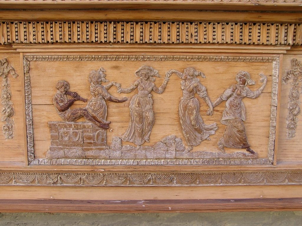 Late 18th Century American Neoclassical Cypress Figural Mantel 