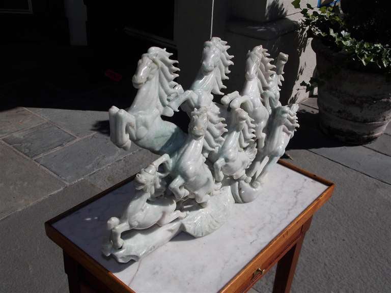 Chinese Export Chinese Jade Eight Horses of Wu.  20th Century