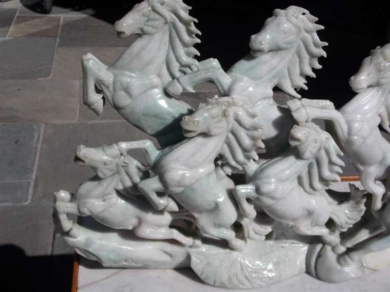 Chinese Jade Eight Horses of Wu.  20th Century 1
