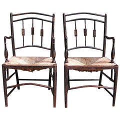 Pair of English Regency Painted and Stenciled Arm Chairs. C.1790 9