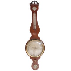 Used English Mahogany Banjo Barometer J. Somalvico & Co. Circa 1810