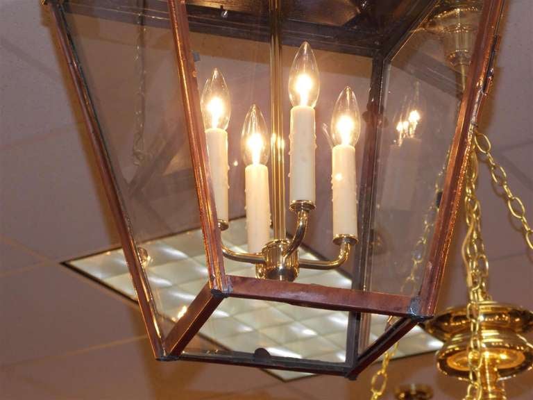 Pair of French Copper Hanging Lanterns.  Circa 1820-30 2