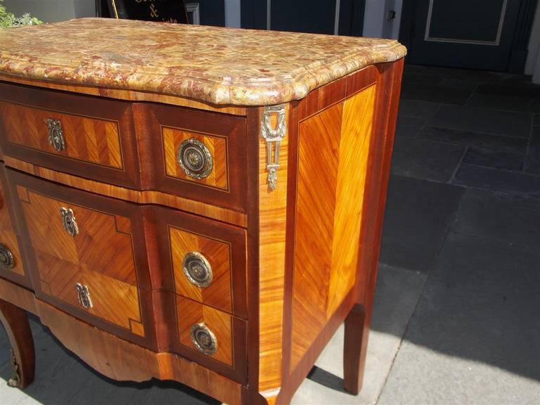 French Marquetry Marble Top Commode, Circa 1820 For Sale 3