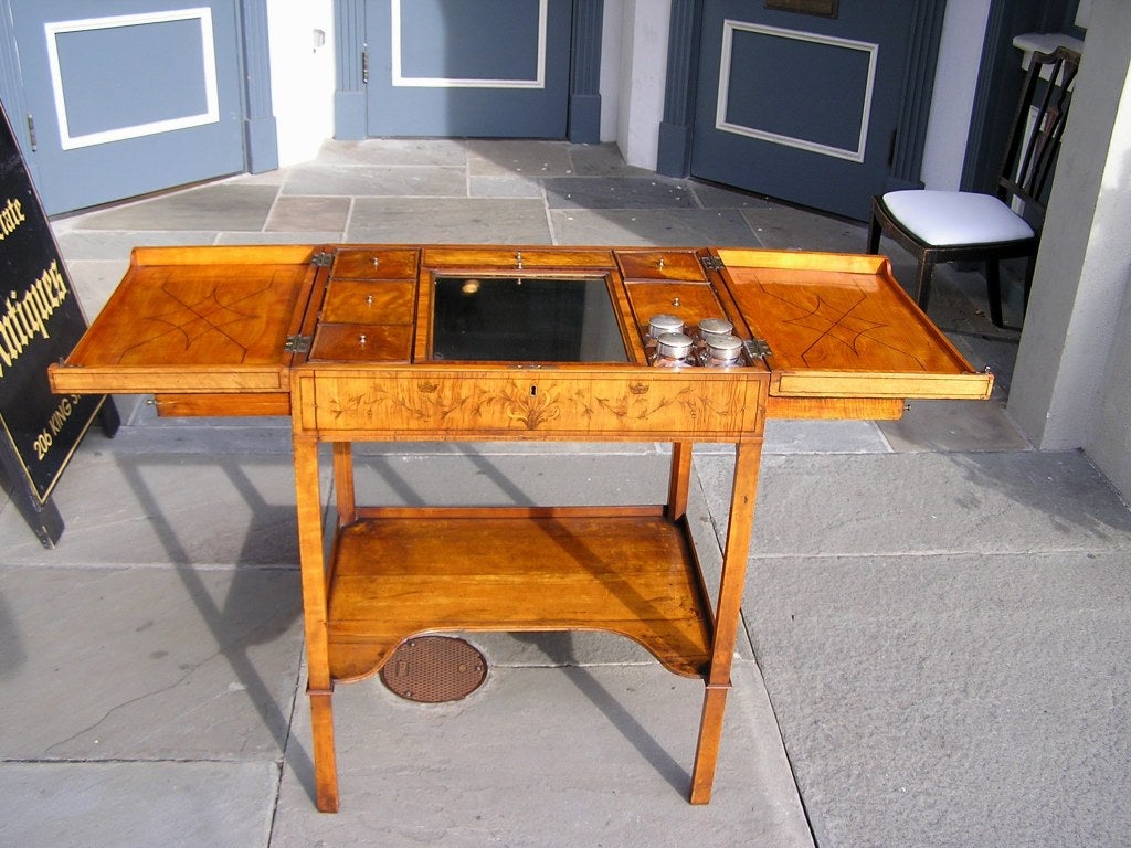 Hand-Carved English Satinwood & Ebony Inlaid Compartmentalized Ladies Dressing Table, C 1780 For Sale
