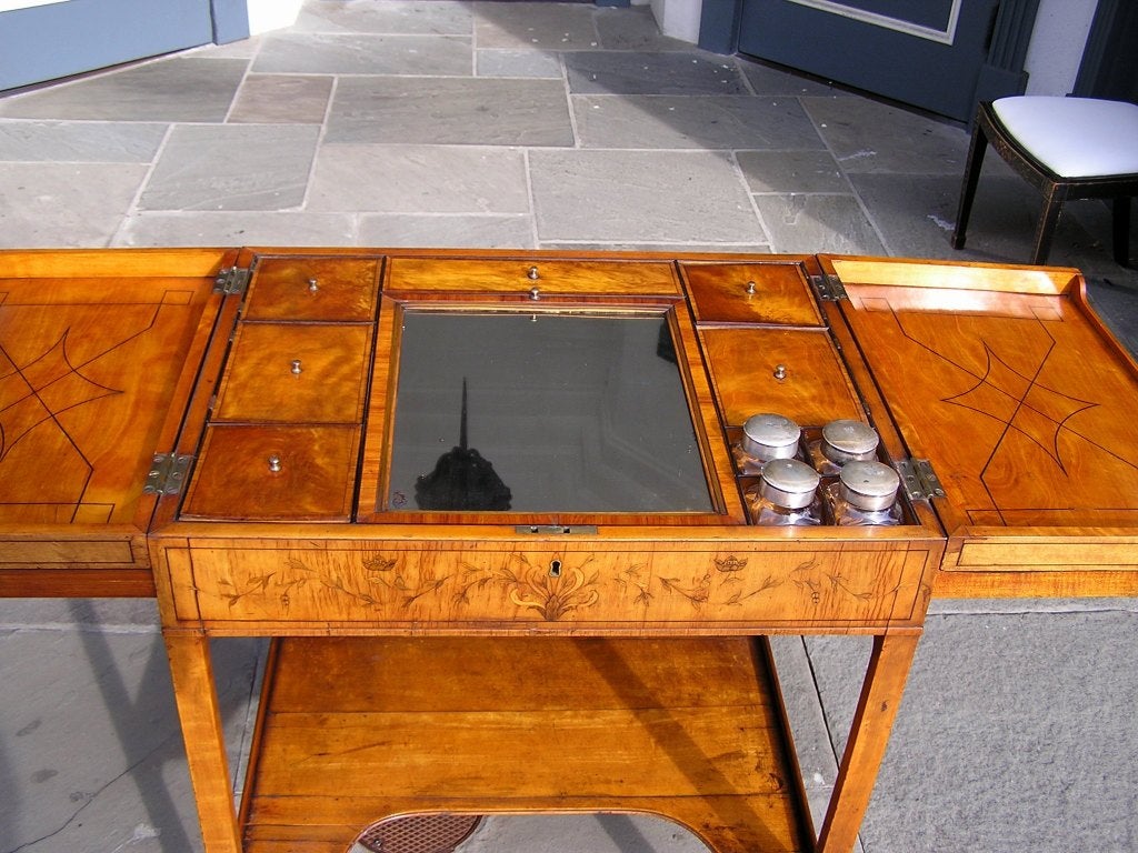 Late 18th Century English Satinwood & Ebony Inlaid Compartmentalized Ladies Dressing Table, C 1780 For Sale